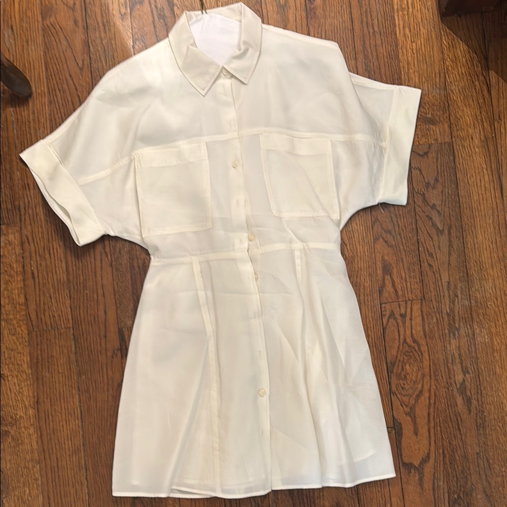 Cream Button-Up Shirt Dress